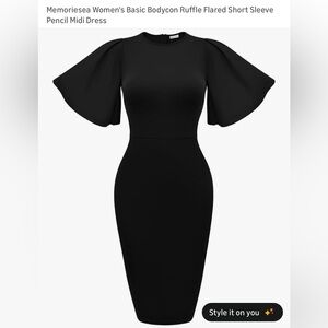 Elegant Black Bodycon Midi Dress
